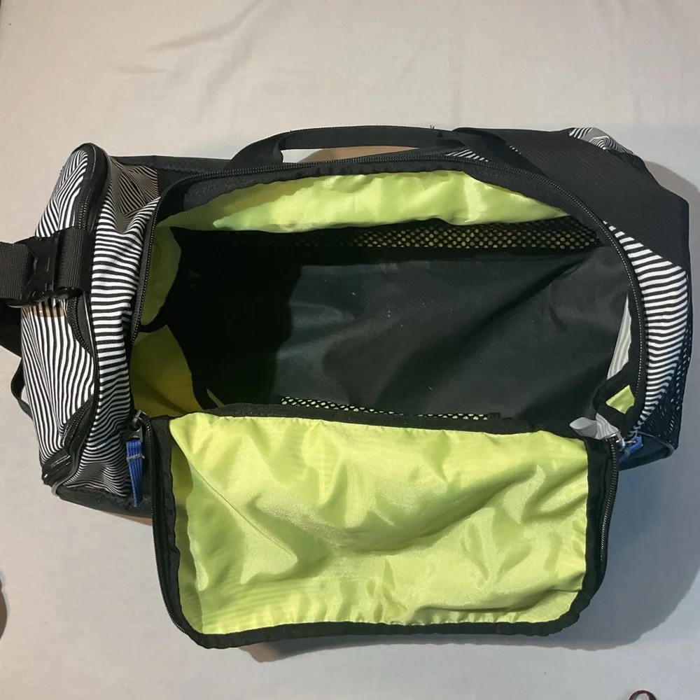Adidas Squad III Black & White Striped w/Black Accents Duffle Bag Shoulder Strap